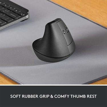 Logitech Core Ergo Series LIFT Vertical Wireless Mouse with Charging & Mouse Pad