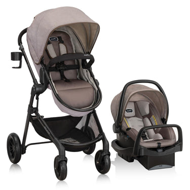 Evenflo Pivot Modular Travel System LiteMax Infant Car Seat w/ Anti-Rebound Bar (Tan)