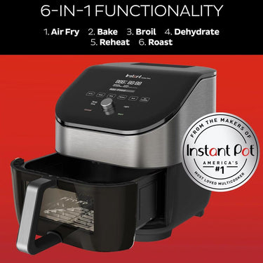 Instant Pot Vortex Plus 6qt Air Fryer with ClearCook + OdorErase, Steel/Black - Refurbished