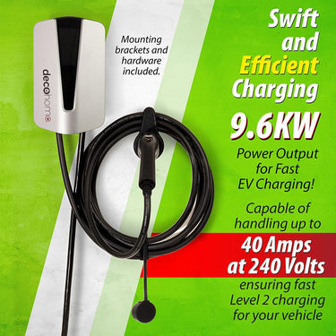 Deco Home Level 2 EV Charging Station, 9.6KW, 40 AMP Open Box + 1 Year Warranty