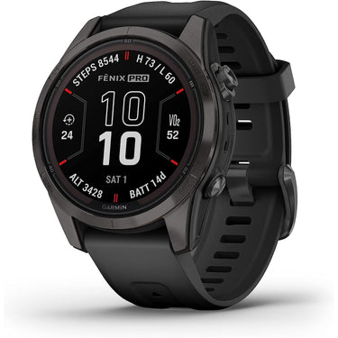 Garmin fenix 7S Pro Solar, Sapphire, Carbon Gray DLC Titanium, Black + 2 Year Warranty