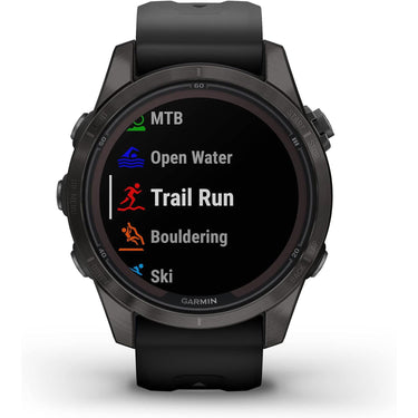 Garmin fenix 7S Pro Solar, Sapphire, Carbon Gray DLC Titanium, Black + 2 Year Warranty