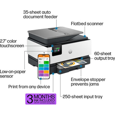 Hewlett Packard 9125e All-in-One Color Printer Open Box with 1 Year Warranty