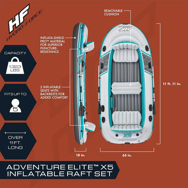 Bestway 11'11" Hydro-Force Adventure Elite X5 Inflatable Raft Set - 65159E - Open Box