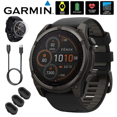 Garmin Fenix 8 51mm Smartwatch, Solar, Sapphire + Accessories Bundle