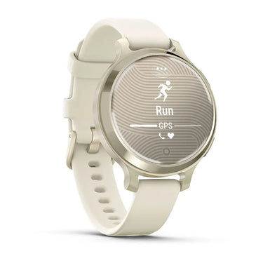 Garmin Lily 2 Active Smartwatch, Lunar Gold w/ Bone Silicone Band + 2 Yr Warranty Pack
