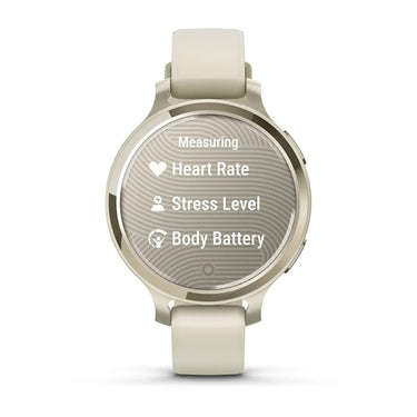 Garmin Lily 2 Active Smartwatch, Lunar Gold w/ Bone Silicone Band + 2 Yr Warranty Pack