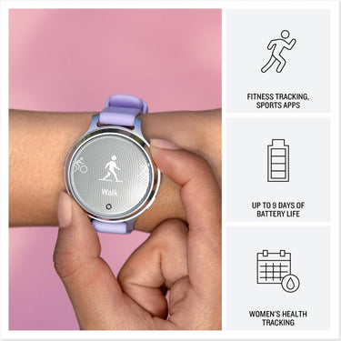 Garmin Lily 2 Active Smartwatch Silver w/ Purple  Silicone Band + 2 Yr Warranty Pack
