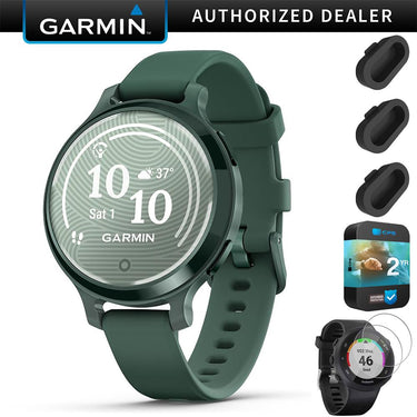 Garmin Lily 2 Active Smartwatch, Jasper Green w/ Silicone Band + 2 Yr Warranty Pack