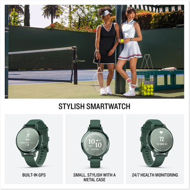 Garmin Lily 2 Active Smartwatch, Jasper Green w/ Silicone Band + 2 Yr Warranty Pack