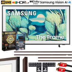 Samsung 50" The Frame QLED 4K AI Smart TV (2025) w/ Brown Bezel + Protection Bundle