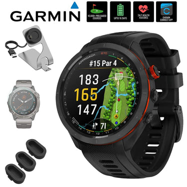 Garmin Approach S70 47mm Premium GPS Golf Watch, Black Band + Accessories Bundle