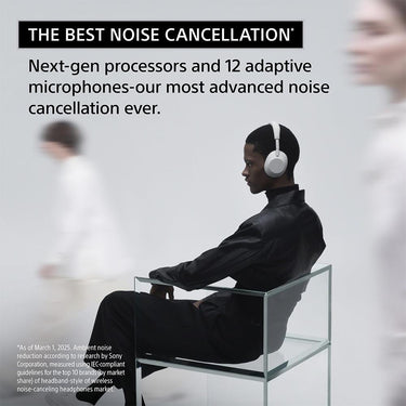 Sony Best Wireless Noise Canceling Headphones Black with Wood Headphone Stand