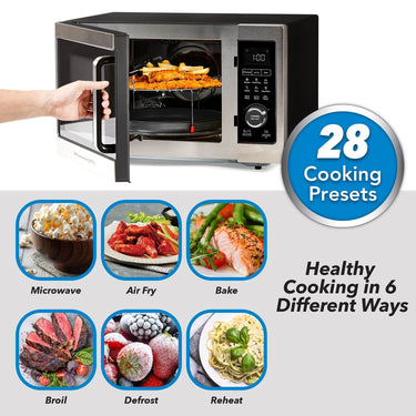 PowerXL Microwave Air Fryer Plus, Stainless Steel/Black, 1 Cu Ft - Factory Refurbished