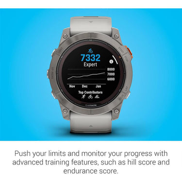 Garmin Fenix 7X Pro Solar, Sapphire, Titanium, Gray/Orange w/ Accessories Bundle