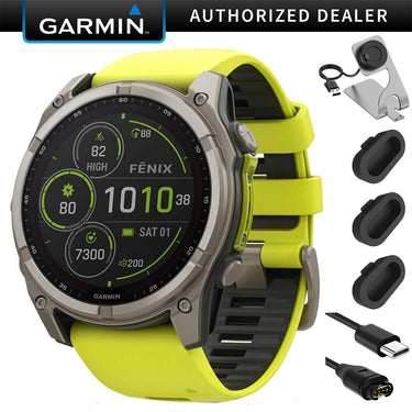 Garmin Fenix 8 51mm Solar Sapphire, Titanium + Charging Dock + Dust Cover Bundle