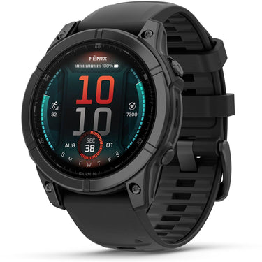Garmin Fenix E 47mm AMOLED, Stainless Steel Band + Charging Dock + Dust Cover Bundle