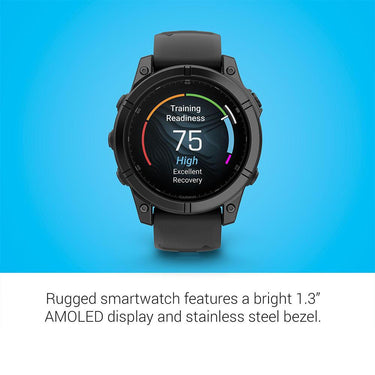 Garmin Fenix E 47 mm, AMOLED, Stainless Steel w/Black Silicone Band +Accessories Bundle