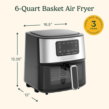 Cuisinart Air Fryer Oven 6-Qt Basket Air Fryer Stainless Steel + 2 Year Warranty