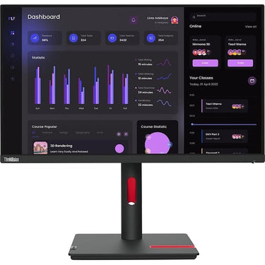 Lenovo ThinkVision 23.8" Full HD 60Hz Monitor Raven Black 2 Pack with HDMI Cable