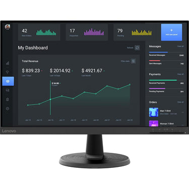 Lenovo D24-40 24" Full HD 75Hz 16:9 4ms VA Monitor Raven Black 2 Pack