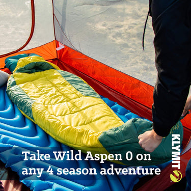 Klymit Wild Aspen Lightweight Mummy Sleeping Bag for Camping, Hiking (Yellow, XL)