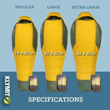 Klymit Wild Aspen Lightweight Mummy Sleeping Bag for Camping, Hiking (Yellow, XL)