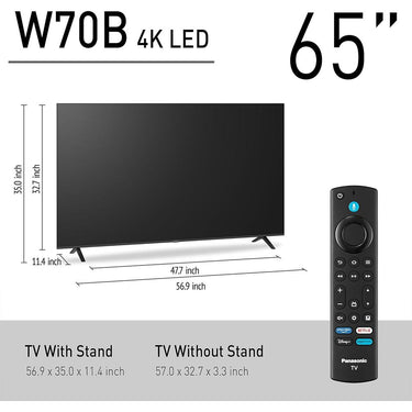 Panasonic W70 Series 65 inch LED 4K UHD Smart Fire TV + WN10 Neck Speaker Bundle