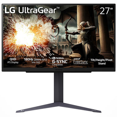 LG 27" UltraGear QHD 180Hz 1ms IPS Gaming Monitor + 26 Months Protection Bundle