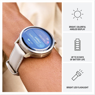Garmin Venu 4, 41mm Smartwatch Lunar Gold with Bone Band and Light Sand Leather Band