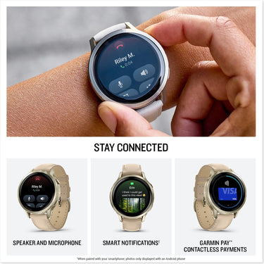 Garmin Venu 4, 41mm Smartwatch Lunar Gold with Bone Band and Light Sand Leather Band
