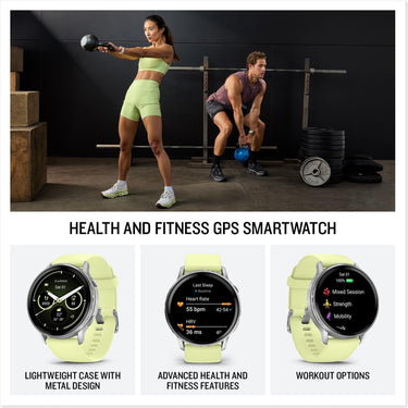 Garmin Venu 4, 45 mm Health & Fitness GPS Smartwatch, Silver with Citron Silicone band