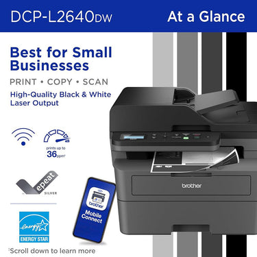 Brother Wireless DCP-L2640DW Compact Monochrome Multi-Function Laser Printer
