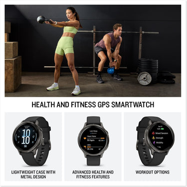 Garmin Venu 4 41mm GPS Smartwatch Slate w/ Black Bundle +Dock Dust Covers Screen Guards