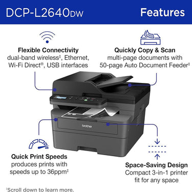 Brother Wireless Monochrome Multi-Function Printer + 26 Months Protection