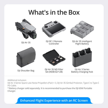 DJI Air 3S Drone Fly More Combo w/ RC 2 Remote + Extended Warranty Deluxe Bundle