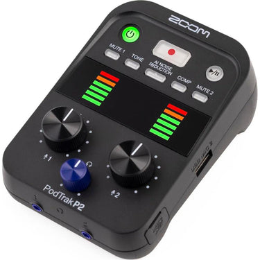 Zoom PodTrak P2 Dual USB Mic Portable Podcast Recorder Refurbished