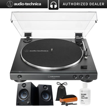 Audio-Technica Fully Auto Belt-Drive Stereo Turntable 33-1/3 & 45 RPM + Studio Monitors, Pair