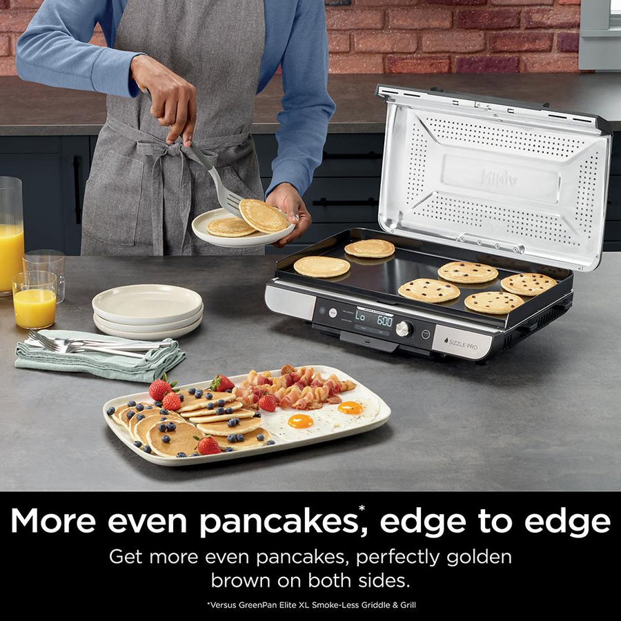 Ninja Sizzle Pro XL 20-Inch Indoor Griddle + Grill - Silver, Refurbished