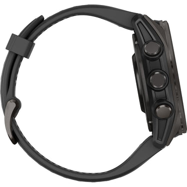 Garmin Fenix 8 43 mm, AMOLED, Sapphire,Carbon Gray DLC Titanium w/ Black Silicone Band