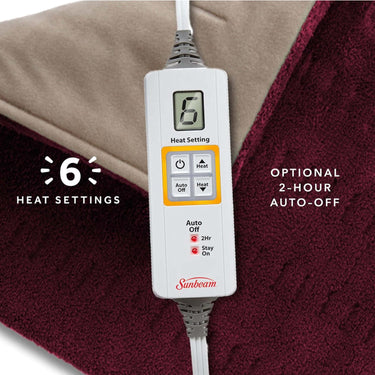 Sunbeam Heating Pad for Back; Neck; and Shoulder with 6 Heat Settings - King - Open Box