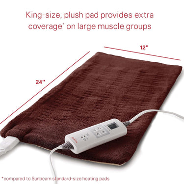Sunbeam Heating Pad for Back; Neck; and Shoulder with 6 Heat Settings - King - Open Box