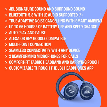 JBL Live 770NC - Wireless Over-Ear Headphones, Blue