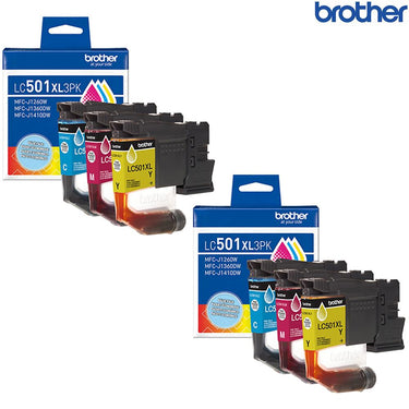 Brother Genuine LC501XL3PK 3-Pack High Yield Color Ink Cartridges C/M/Y 2Pack