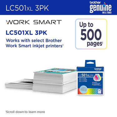 Brother Genuine LC501XL3PK 3-Pack High Yield Color Ink Cartridges C/M/Y 2Pack