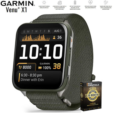Garmin Venu X1 Premium GPS Smartwatch Moss Titanium with 26 Month Protection