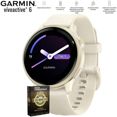 Garmin VIVOACTIVE 6 Fitness GPS Smartwatch Bone with Band + 26 Month Protection