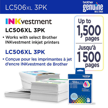 Brother Genuine 3-Pack High Yield Color Ink Cartridges C/M/Y + Printer Softwares
