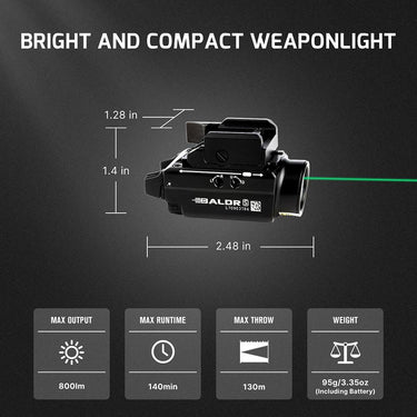 OLIGHT Baldr S 800 Lumens Rail Mounted Tactical Light, Black with Green Laser