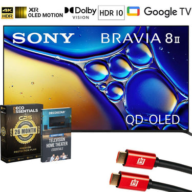 Sony BRAVIA 8 II 65" QD-OLED 4K HDR Google TV (2025) + 26 Month Protection Bundle